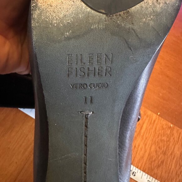 Eileen Fisher Black Leather Round Toe High Heel Pumps Size 11 - Picture 7 of 8